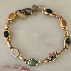 T.S. Scarab Multi-Colored Gold Tone Bracelet